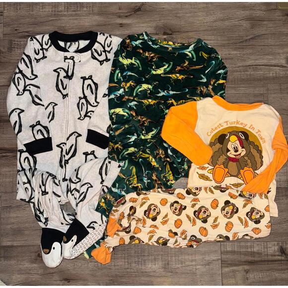 Cat & Jack Other - 2T Pajama Winter Bundle Footie Long Sleeve Pants Dino Toddler‎ Girls Boys Mickey